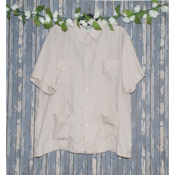 Signature By Mojito Collection Men's Linen Shirt Size 2X Guayabera Button Up SS - Picture 1 of 7